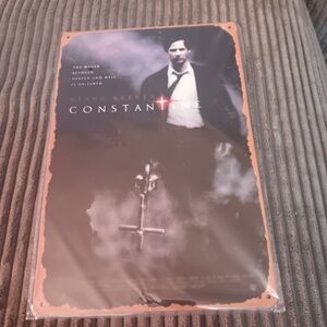 Constantine Movie Tin Poster - Keanu Reeves - Black & Brown Tones